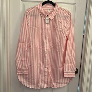 Gap Maternity size XL button down shirt pink and white stripe